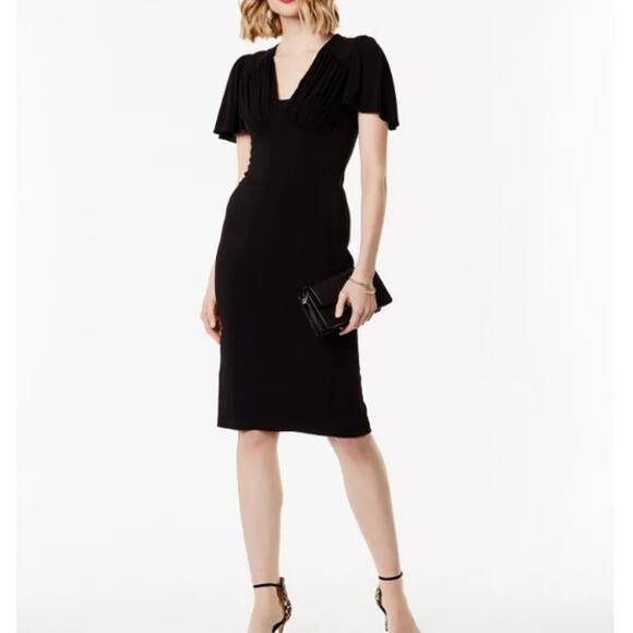 Karen Millen Gathered Detail Bust Black Sheath Career Dress size 6